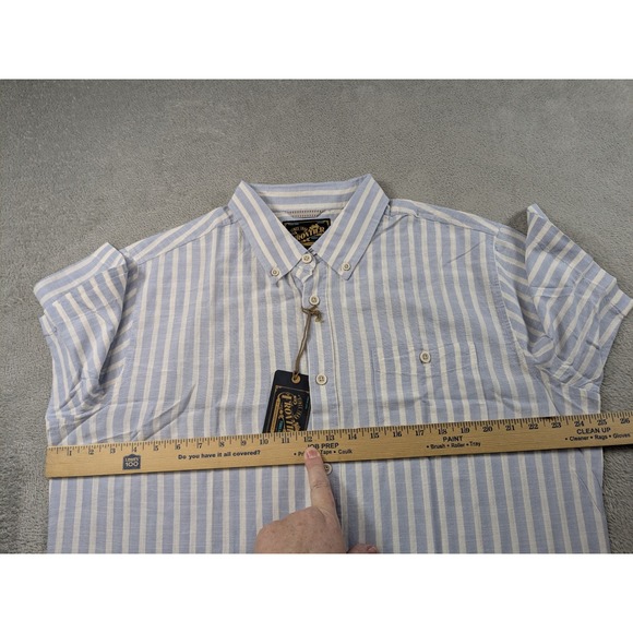 Frontier Threads by Weatherproof Mens XL Blue White Striped Cotton Shirt NWT - Picture 6 of 13